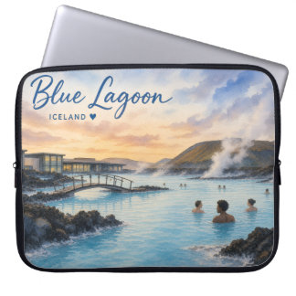 Blaue Lagune Island Thermalbad Aquarell Laptopschutzhülle