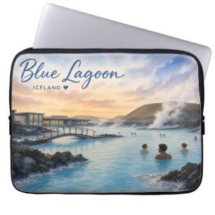 Blaue Lagune Island Thermalbad Aquarell Laptopschutzhülle