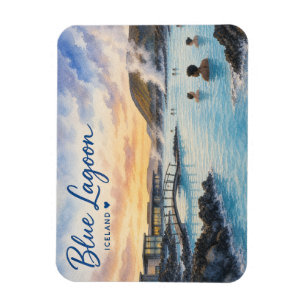 Blaue Lagune Island Thermalbad Aquarell  Magnet