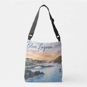 Blaue Lagune Island Thermalbad Aquarell Tragetaschen Mit Langen Trägern