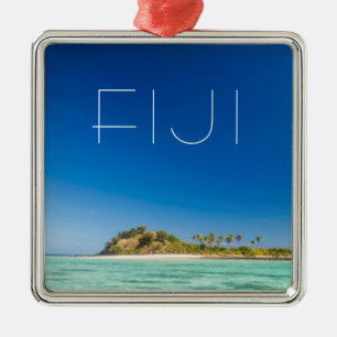 Blaue Lagune-Seelandschaft, Fidschi Ornament Aus Metall