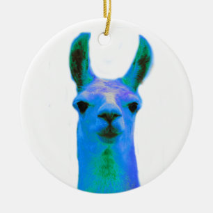 Blaue Lama-Grafik Keramikornament