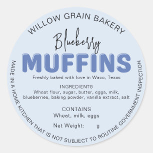 Blaue Landhaus-Muffin-Zutatenliste Aufkleber