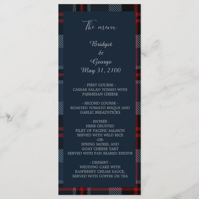 Blaue Landhochzeitskarte & Programm (Vorderseite)