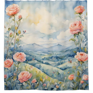 Blaue Landschaft Duschvorhang