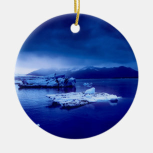 Blaue Landschaft Islands Keramik Ornament