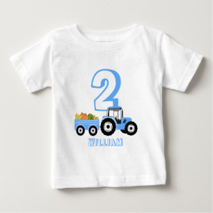 Blaue Lastwagen-Farm Produkte Geburtstagsjunge Baby T-shirt