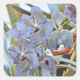 Blaue Lavander-Blume Quadratischer Aufkleber