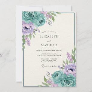 Blaue Lavendel Romantische Florale Hochzeit Einladung