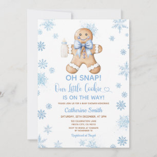 Blaue Lebkuchen-Weihnachts-Baby-Party-Schneeflocke Einladung