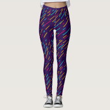 blaue Leggings mit bunten Linien, tights&leggings