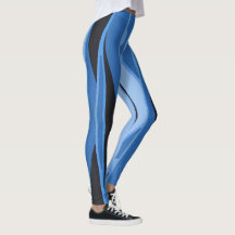Blaue Leggings mit schwarzen Streifen
