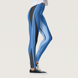Blaue Leggings mit schwarzen Streifen
