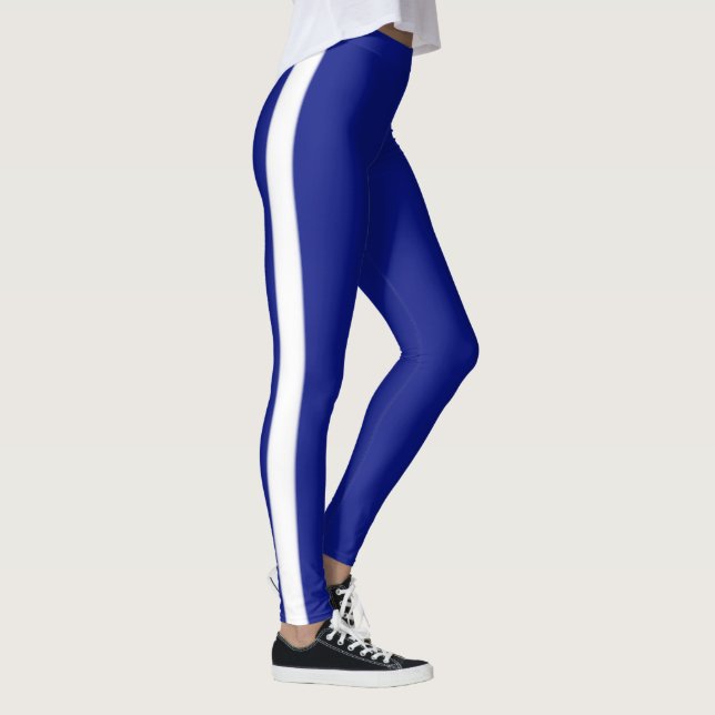 Blaue Leggings mit weißem Streifen (Rechts)