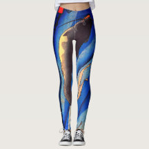 BLAUE LEGGINGS W/JAPANISCHE FISCHE