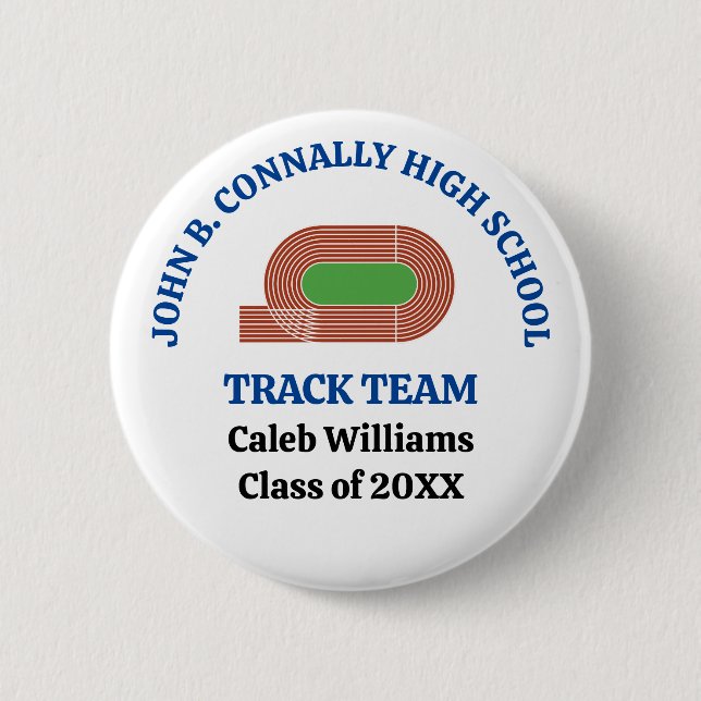 Blaue Leichtathletik-Mannschaft der High School pe Button (Vorderseite)