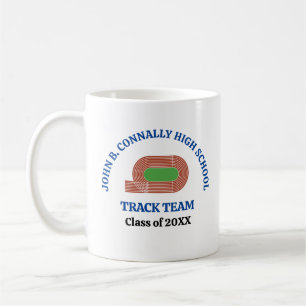 Blaue Leichtathletik-Mannschaft der High School pe Kaffeetasse
