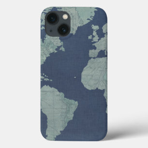 Blaue LeinenWeltkarte Case-Mate iPhone Hülle