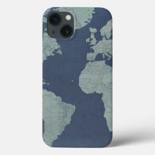 Blaue LeinenWeltkarte Case-Mate iPhone Hülle