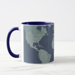 Blaue LeinenWeltkarte Tasse