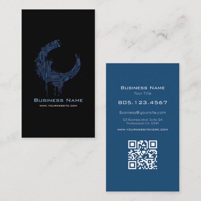 Blaue Leiterplatten-Farbschwirl-Design – Benutzerd Visitenkarte (Vorne/Hinten)