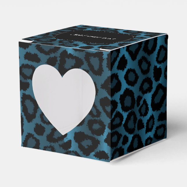 Blaue Leopard-Muster Geschenkschachtel (Vorderseite)