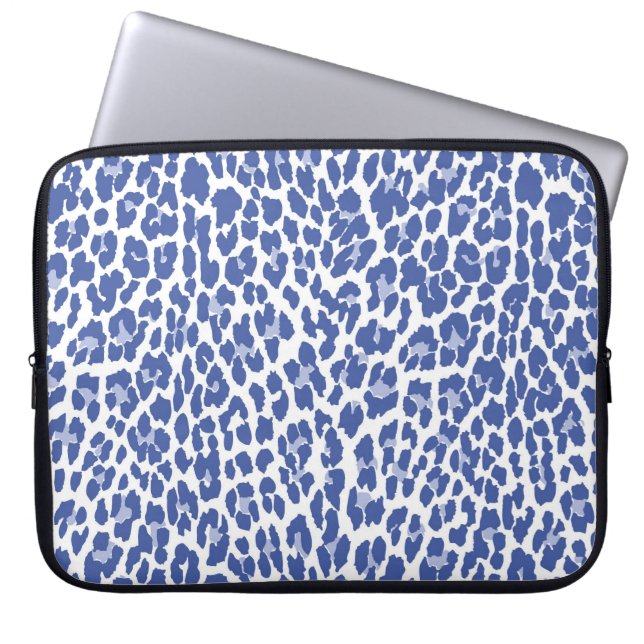 Blaue Leopard-Muster Laptopschutzhülle (Vorderseite)