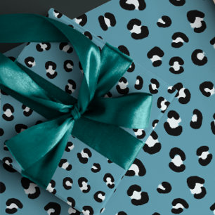 Blaue Leopard-Print Geschenkpapier Set
