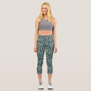 Blaue Leopard Rosettes Muster Capri Leggings