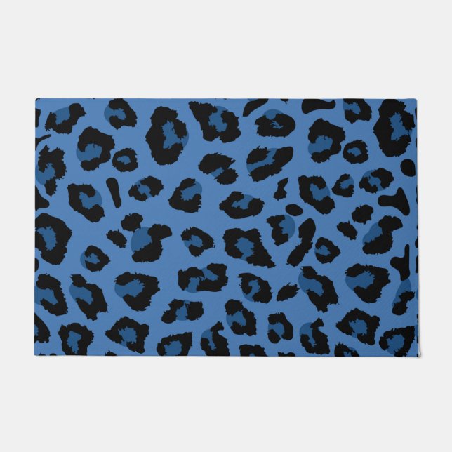 Blaue Leopardenoptik Fußmatte (Vorderseite)