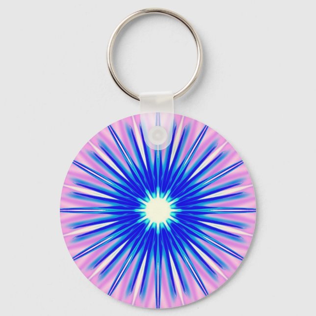 blaue Leuchte auf rosa Schlüsselanhänger (Vorderseite)