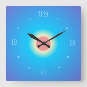 Blaue Leuchtende Aqua/Orange Druck > Wanduhr