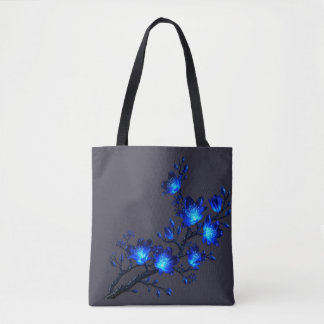 Blaue leuchtende Blumen-Zweig-Tasche