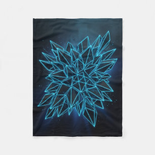 Blaue leuchtende geometrische Mandala-Abstrakt-Neo Fleecedecke
