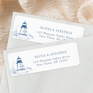 Blaue Leuchtturm-Hochzeit-Return-Addresse