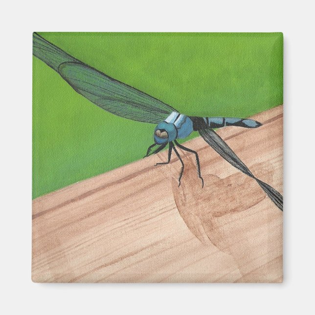 Blaue Libelle auf Eisenbahnmagneten Magnet (Vorne)