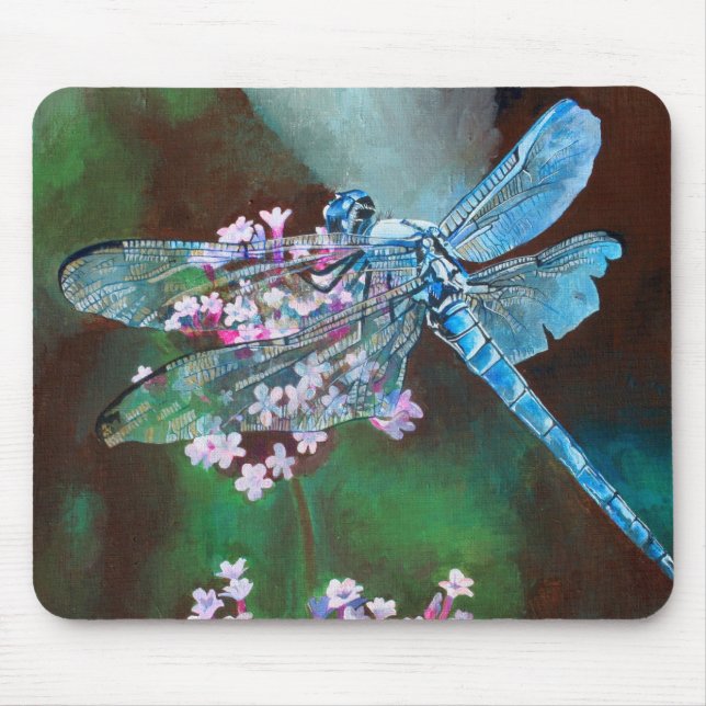 Blaue Libelle auf wilden Knoblauch Mousepad (Vorne)