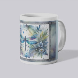 Blaue Libelle Botanische Aquarellmalerei Kaffeetasse