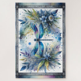 Blaue Libelle Botanische Aquarellmalerei Puzzle