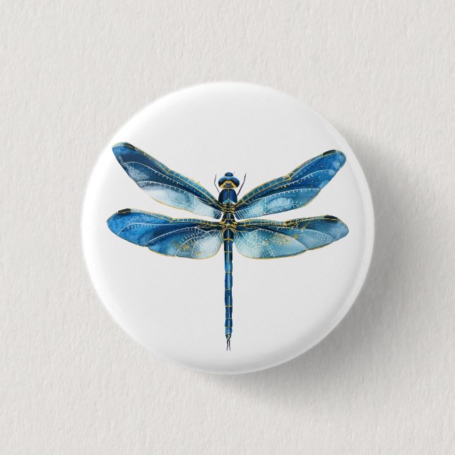 Blaue Libelle Button (Vorderseite)