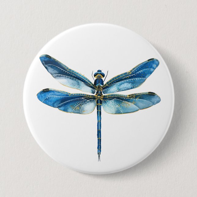 Blaue Libelle Button (Vorderseite)