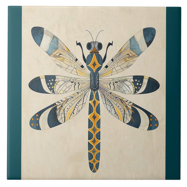 BLAUE LIBELLE DEKORATIVES KACHEL (Vorderseite)