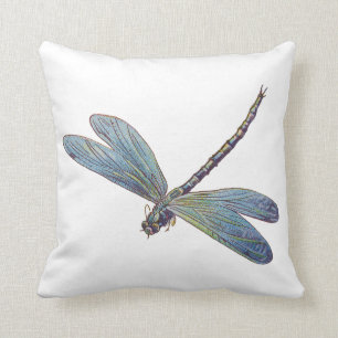 Blaue Libelle im Vintage-Stil Kissen