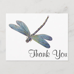 Blaue Libelle im Vintage-Stil Postkarte