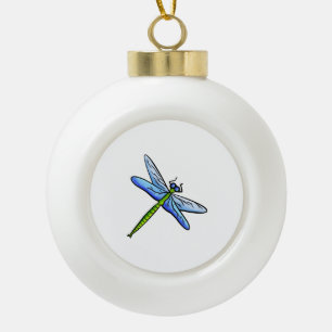 Blaue Libelle Keramik Kugel-Ornament