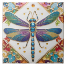 Blaue Libelle - mehrfarbiger Regenbogen farbig