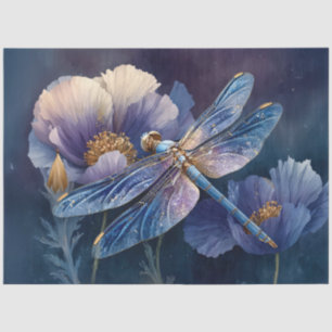 Blaue Libelle mit goldenen Flügeln Decoupage Seidenpapier