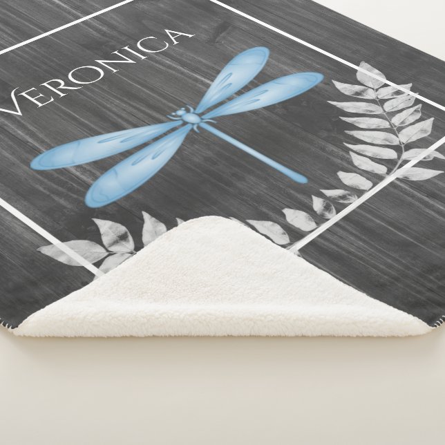 Blaue Libelle Rustikale Personalisierte Sherpa Bla Sherpadecke (3/4)