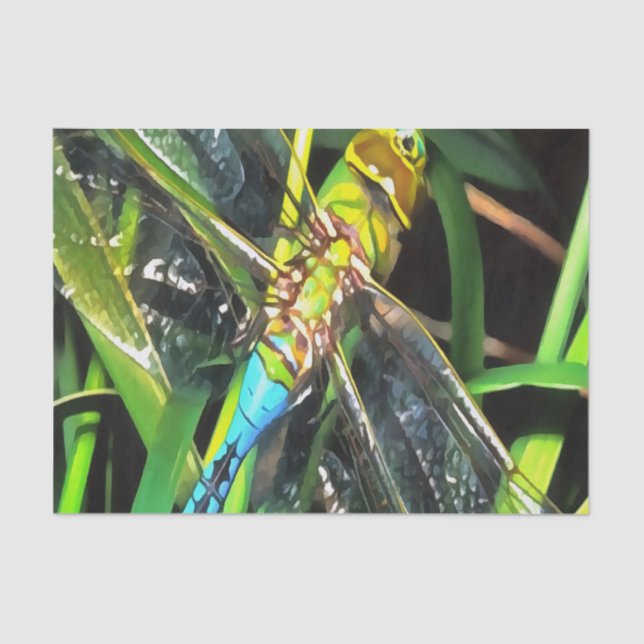 Blaue Libelle schimmernde Wings Painting Seidenpapier (Vorderseite)