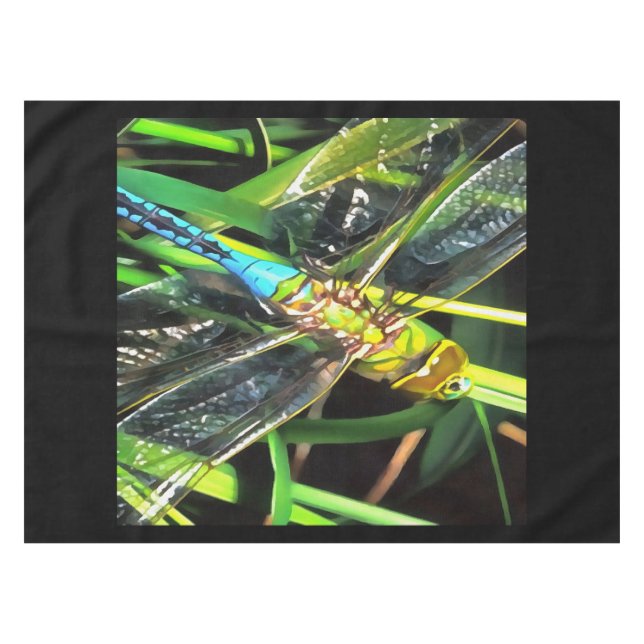 Blaue Libelle schimmernde Wings Painting Tischdecke (Vorderseite (Horizontal))